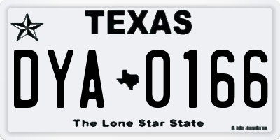 TX license plate DYA0166