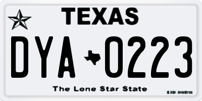 TX license plate DYA0223