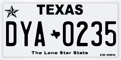 TX license plate DYA0235