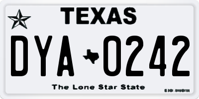 TX license plate DYA0242