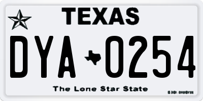 TX license plate DYA0254