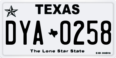 TX license plate DYA0258
