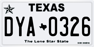 TX license plate DYA0326
