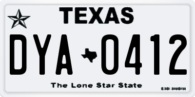 TX license plate DYA0412