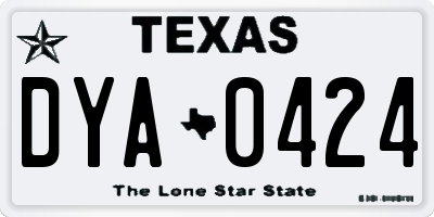 TX license plate DYA0424