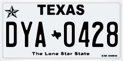 TX license plate DYA0428
