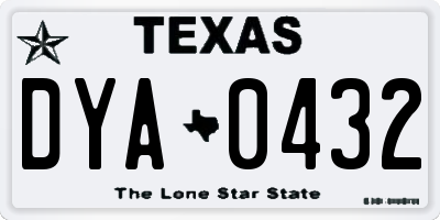 TX license plate DYA0432