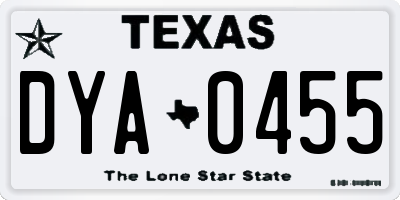 TX license plate DYA0455