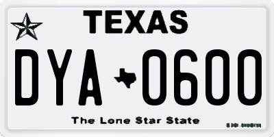 TX license plate DYA0600