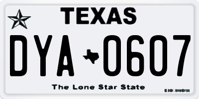 TX license plate DYA0607