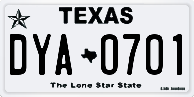TX license plate DYA0701