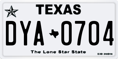 TX license plate DYA0704