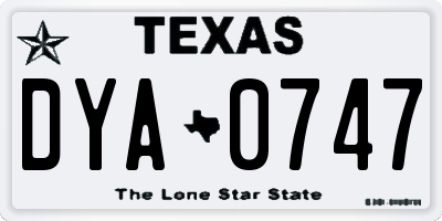 TX license plate DYA0747