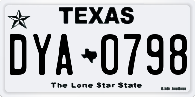TX license plate DYA0798