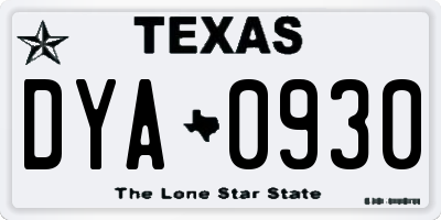 TX license plate DYA0930