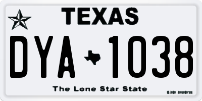 TX license plate DYA1038