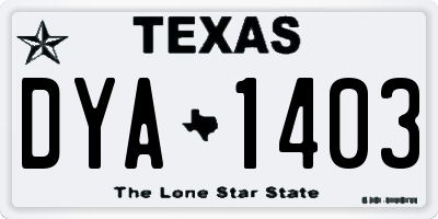 TX license plate DYA1403