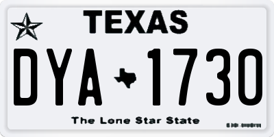 TX license plate DYA1730