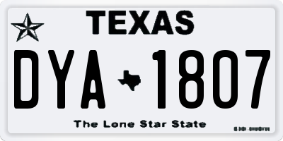TX license plate DYA1807