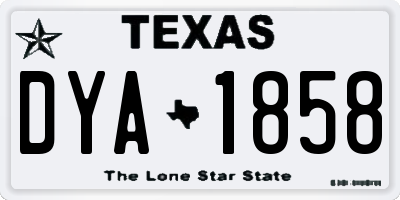 TX license plate DYA1858