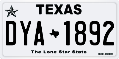 TX license plate DYA1892