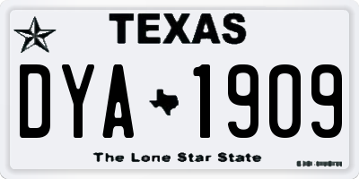 TX license plate DYA1909