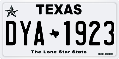 TX license plate DYA1923
