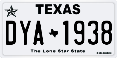 TX license plate DYA1938