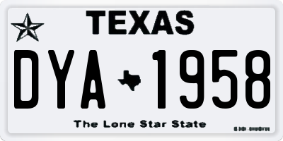 TX license plate DYA1958