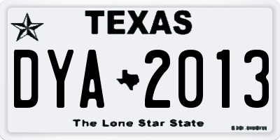 TX license plate DYA2013