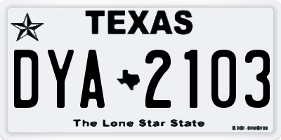 TX license plate DYA2103