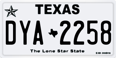 TX license plate DYA2258