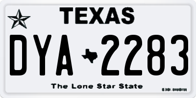 TX license plate DYA2283