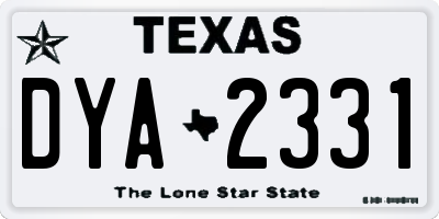 TX license plate DYA2331