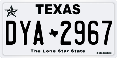 TX license plate DYA2967