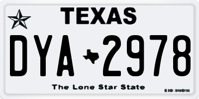 TX license plate DYA2978