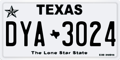 TX license plate DYA3024
