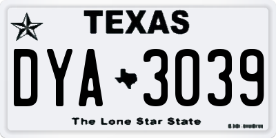 TX license plate DYA3039