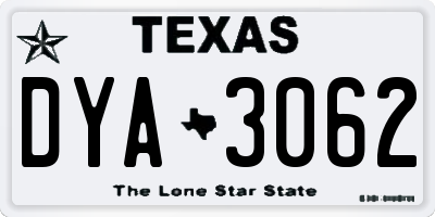 TX license plate DYA3062