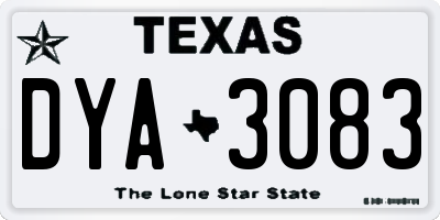 TX license plate DYA3083
