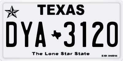 TX license plate DYA3120