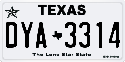 TX license plate DYA3314