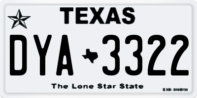 TX license plate DYA3322