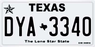 TX license plate DYA3340