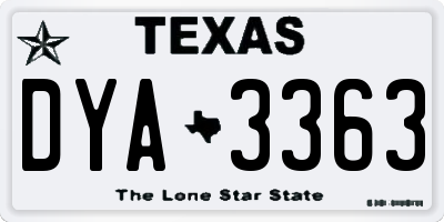 TX license plate DYA3363