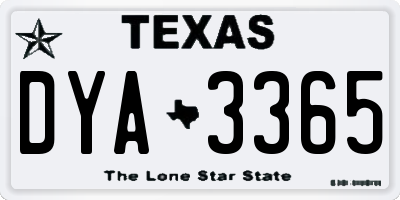 TX license plate DYA3365