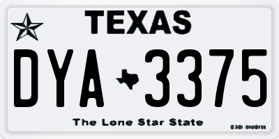 TX license plate DYA3375