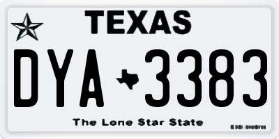 TX license plate DYA3383