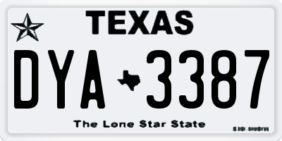 TX license plate DYA3387
