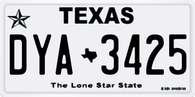 TX license plate DYA3425